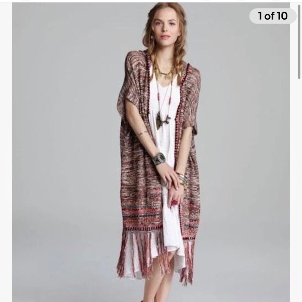 Feee People Festival Lagenlook Jungle Heat Hood Tiger Fringe Cardigan Size XS